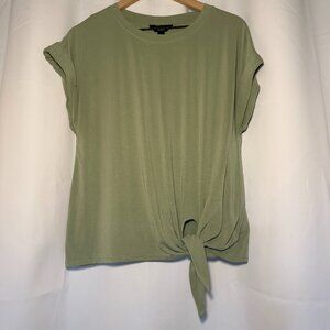 Simply Vera Vera Wang Side Tie Blouse Womens L Rolled Cap Sleeve Light Green EUC